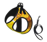 Sunflower Butterfly Sunny print Dog Harness, 2X Buckle,Dog Vest,No Pulling Front Leash Clip,for Small Medium Dogs