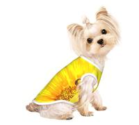 Sunflower Butterfly Sunny print Dog Shirts for Small Dogs Stretchy T-Shirts Lightweight Tank Top Sleeveless Striped Vest