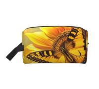 Sunflower Butterfly Sunny Printed Makeup Bag Large Travel Cosmetic Bags Waterproof Cosmetic Case Toiletry Bag Organizer for Women Mom Girls