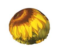 Sunflower Butterfly Sunny Shower Cap Reusable Elastic Bath Caps Waterproof Bath Hair Hat for Women Men Spa Salon Large Shower Bonnet Double Layer Bathing Hair Cap for Long Hair, Braids