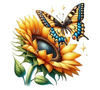 Sunflower & Butterfly Wall Stickers, Sun Flower Decals, Wall Decor | Cover Marks, No White Edges or Film, Peel and Stick Wall Stickers, Vibrant On Dark Walls, Removable DIY Wall Décor 20cm 7cm