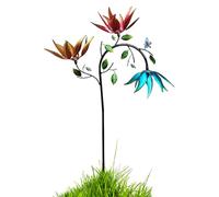 Sunflower Butterfly Wind Spinner Rotator, Metal Pinwheels with Garden Stake, Winds Spinners for Garden on Stake with 3 Petals, Winds Mills Sculptures for Yard Art, Lawn, GardenDecor