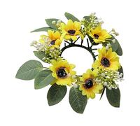 Sunflower Candle Ring - Candle Wreath Ring | Christmas Candle Rings | Sunflower Candle Garland Rings | Artificial Green Eucalyptus | Flower Rings For Centerpieces, Home Decoration