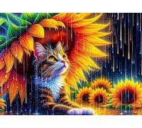 Sunflower Cat 300 Piece Jigsaw Puzzles for Adults Colourful Fun Challenging & Brainteasing Educational Learning Gift Present for Children Boys Girls 300 Piece Puzzle for Adults