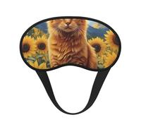 Sunflower Cat Blackout Sleep Mask - Soft Adjustable Eye Mask for Full Light Blocking, Deep Sleep, Travel & Relaxation