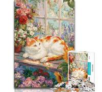 Sunflower Cat Jigsaw Puzzles for Teenagers 1000 Piece,Learning Educational Toys Family Games Birthday Present,Gifts (50x75cm)