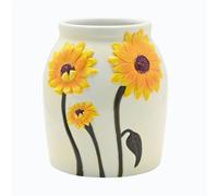 Sunflower Ceramic Flower Vase - Hand Painted White Ceramic Vase - Rustic Farmhouse Home Decor - Decorative Home Accessories Flower Display - Table Decor Centrepiece Decoration
