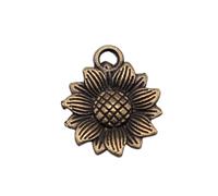 Sunflower Charms For Beading Projects, 18x15mm, Antique Bronze Color, 10 Pieces