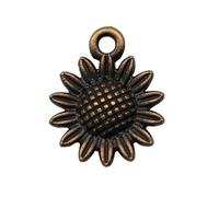 Sunflower Charms For Beginner Jewelry Makers, 19x15mm, Antique Bronze Color, 20 Pieces