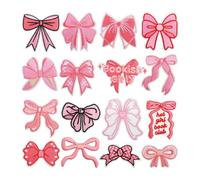 Sunflower/Cherry/Bow Embroidery Fabric Stickers DIY Clothes/Hats/Shoes/Clothing Accessories Decoration Patches Stickers Stamping Ironing (Light Pink Bow tie)
