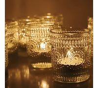 Sunflower Clear Tea Light Holders for Table, 12pcs Tealight Holders Glass