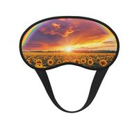 Sunflower Cloud Rainbow Blackout Sleep Mask - Soft Adjustable Eye Mask for Full Light Blocking, Deep Sleep, Travel & Relaxation