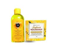Sunflower Collagen Firming Body Oil SPF30 & Niacinamide Soap Bar Set - Hydrating Brightening Face & Body Skincare Duo with Sunflower Oil, Collagen & Goat Milk
