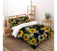 Sunflower Comforter Cover 3D Printed 3 Pieces Bedroom Collection with 2 Pillowcases Plant with Zipper Closure Soft Microfiber Bedding Quilt Cover Double for Teens And Adults Double（200x200cm）