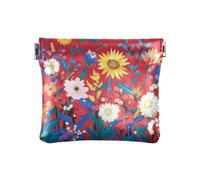 Sunflower Cornflower Peonies Red Women's Leather Coin Purse Portable Clasp Wallet Card Holder for Ladies, Sunflower Cornflower peonies Red, One Size, Print Art