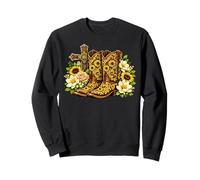 Sunflower Cowboy Boots Cross Western Faith Graphic Sweatshirt
