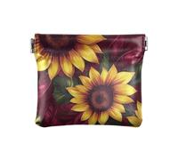 Sunflower Crimson Women's Leather Coin Change Purse Unique Card Cases Money Organizers for Women Ladies, sunflower Crimson, One Size, Modern