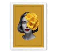 Sunflower Crown Modern Framed Wall Art Print A1 (84.1×59.4cm) White, Wall Decor for Living Room, Bedroom, Office & Home, Ready to Hang, Art Gift
