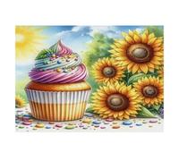 Sunflower Cupcake Candy 1000 Piece Mini Jigsaw Puzzle For Adults Gift Idea