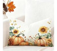 Sunflower Cushion Covers 30cm x 50cm Small Pillow Rectangle Cushion Covers Velvet Double Sided Printing Pumpkin Pillow Cases for Room Sofa Balcony Office Outdoor Garden Winter Decorations Gift 1h-992