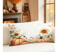 Sunflower Cushion Covers 40cm x 60cm Small Pillow Rectangle Cushion Covers Linen Double Sided Printing Pumpkin Pillow Cases for Room Sofa Balcony Office Outdoor Garden Winter Decorations Gift 1h-992