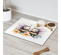 Sunflower Cute Cartoon Bee Pet Feeding Mat for Cat Dog Water Bowl Food Mats Pet Feeding Mats Absorbent Nti-Slip Contain Spills Protects Floors Placemat 30.4 x 50.8 cm
