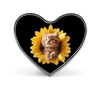 Sunflower Cute Cat Heart Badge Unisex Metal Memorial Reel Pin Lapel Brooch Button Dress Coat Accessories for Backpack Wedding