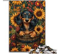 Sunflower Dachshund Jigsaw Puzzles for Teenagers 1000 Jigsaws, Brain Intelligence Challenge Addictive Toys Birthday Gifts for Age 14+ (50x75cm)