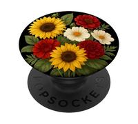 Sunflower Dahlia and Cosmos Bouquet Rustic Summer Farmhouse PopSockets Adhesive PopGrip