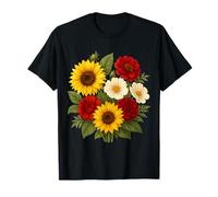 Sunflower Dahlia and Cosmos Bouquet Rustic Summer Farmhouse T-Shirt