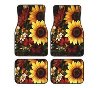 Sunflower Daisy Car Mats 4 Pieces Flower Floral Universal Floor Car Mats Non-Slip Vehicle Carpet for SUV Van Truck Sedan