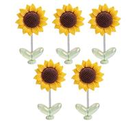 Sunflower Dashboard Decor - 5 pcs Shake Head Figure Set, Cute Dancing Flower Design, Spring Base Building, Bright Vibrant Colors | Car Dashboard Decoration Car Interior Office Home Desk