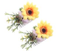 Sunflower Delicate Hair Comb Cloth 2pcs Bridal Wedding Accessory