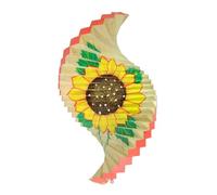 Sunflower Design Wooden Garden Wind Spinner, H40cm - Home & Garden Hanging Ornaments - Customisable Spiral Shape - Handmade Decoration for Outside Areas, Patio & Conservatory