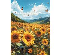 Sunflower Diamond Art Butterfly Diamond Painting Kits for Adults Beginner 5D DIY Full Square Drill Cross Stitch Kits for Adults Arts and Crafts for Bedroom Decor, Room Decor, Gifts 60*80CM -bby25073C