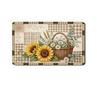 Sunflower Dish Drying Mats for Kitchen Counter, Rustic Floral Absorbent Rubber Dish Drainer Rack Mat, Farmhouse Vintage Style Drying Pad for Kitchen Counter Decor 12x20 Inch