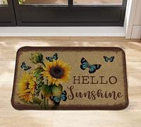 Sunflower Doormat Hello Sunshine Doormat,Outdoor Door Mat,Personalized Doormat,Welcome Doormat,Housewarming Decor Gift 30x18 Inch
