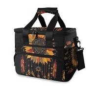 Sunflower Dream Catcher Boho Cooler Bag Thermal Insulated Picnic Lunch Bag Box Large Cool Bag for Beach Picnic Camping Travel Men Women