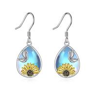 Sunflower Earrings Sterling Silver Butterfly Moonstone Drop Earrings Butterfly Jewellery Sunflower Gifts for Women