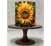 Sunflower Edible Cake Wrap - Icing Sheet or Wafer Paper Topper, Yellow Floral Cake Decoration for Rustic Themes !053 (Wafer Paper)