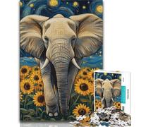 Sunflower Elephant Jigsaw Puzzles for Teenagers 1000 Pieces,Learning Educational Toy for Is Ideal As A Gift for The Whole Family 75x50cm