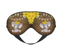Sunflower Elephant Wooden Floor Double Sided Sleep Mask, Adjustable Blackout, Silk-Like Eye Mask for Sleeping,Travel, Soft, Breathable, Lightweight Comfortable Blindfold