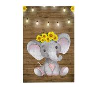 Sunflower Elephant Wooden Floor Prints Wooden Jigsaw Puzzle 300-Piece in Plastic Box, 26x38 CM Eco-Friendly Educational Puzzle for Family Fun & Adult Relaxation