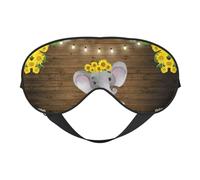 Sunflower Elephant Wooden Floor Sleep Eye Mask Smooth Soft Adjustable Shading Blindfold Eye Mask for Rest Travel