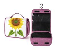 Sunflower Facing The Sky Travel Toiletry Bag for Women,Hanging Makeup Organizer with Hook for Shampoo
