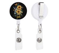 Sunflower Faith Butterfly Cute Badge Holder Retractable Clip ID Card Name Tag Badge Reels for Work