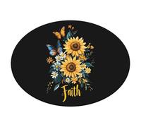 Sunflower Faith Butterfly Oval Tablecloth Elastic Dust-Proof Waterproof Table Cover For Kitchen Dining Tabletop Decoration
