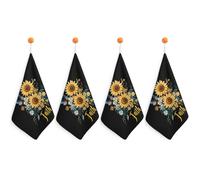 Sunflower Faith Butterfly Printed Hand Towels for Bathroom Soft Quick Dry Absorbent Cleaning Cloths 4PCS