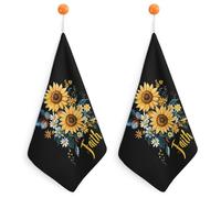 Sunflower Faith Butterfly Printed Hand Towels for Bathroom Soft Quick Dry Absorbent Cleaning Cloths 2PCS