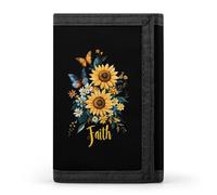 Sunflower Faith Butterfly Printed Trifold Wallet for Men Funny Credit Card Holder Wallet with Id Window